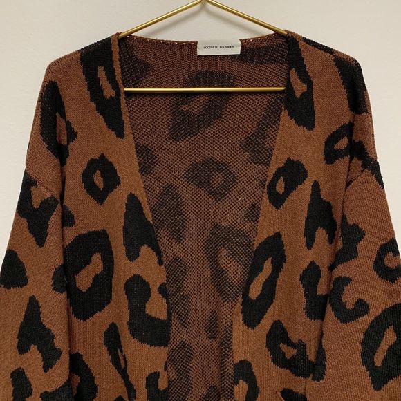 Goodnight Macaroon Reilly Leopard Print Open Cardigan Sweater Coat Duster OS - Picture 3 of 7